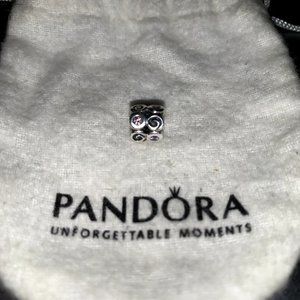 Authentic Pandora Pink Stones Silver 925 ALE Black w/Swirls Bracelet Charm #2